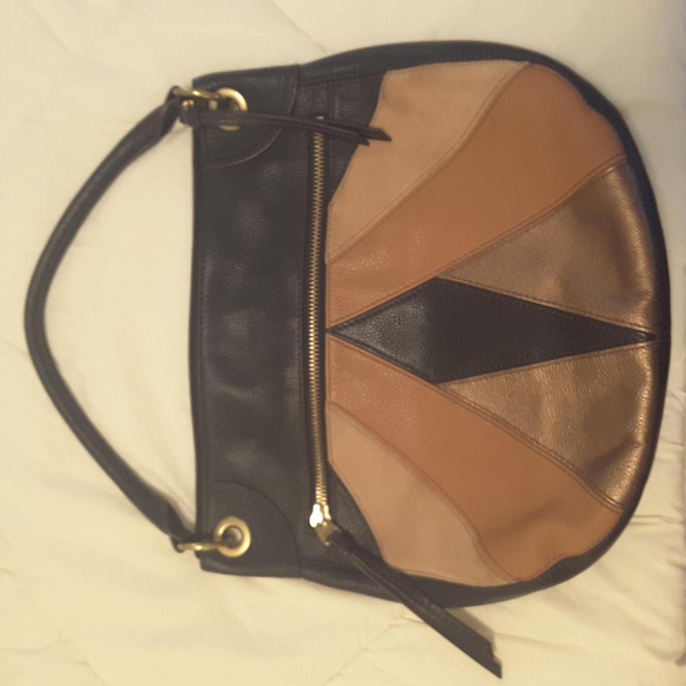 Fossil Black Multi-Color Patchwork Hobo - image 1